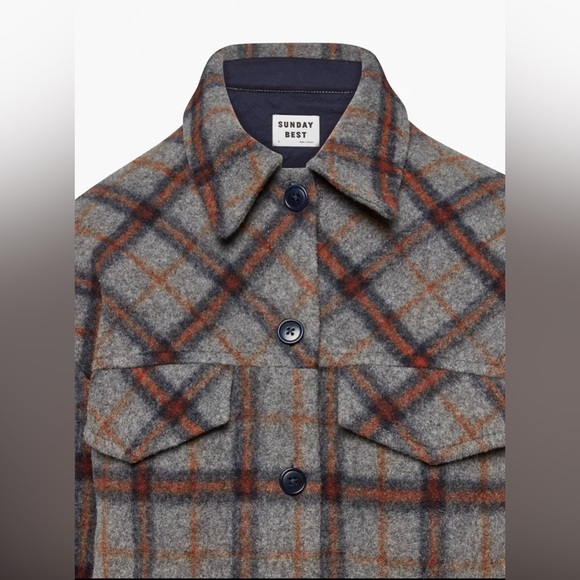 Aritzia Sundays Best Sky plaid shirt jacket shacket - Picture 3 of 7